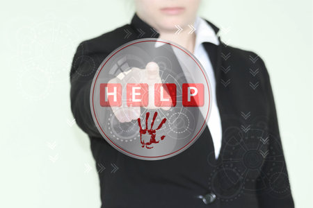 violence over a woman help concept. photo for your design. business girl pointing fingerの写真素材