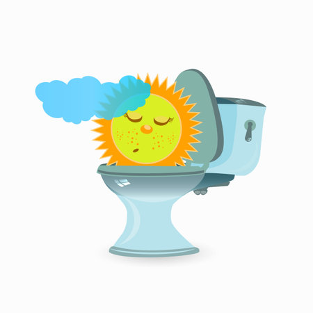 A children's problem with the pot. vector illustration for your design. sun with a cloud on the toilet. drawing on a baby potのイラスト素材