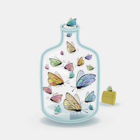 A butterflies in a jar concept of a lossvector illustration for your designのイラスト素材