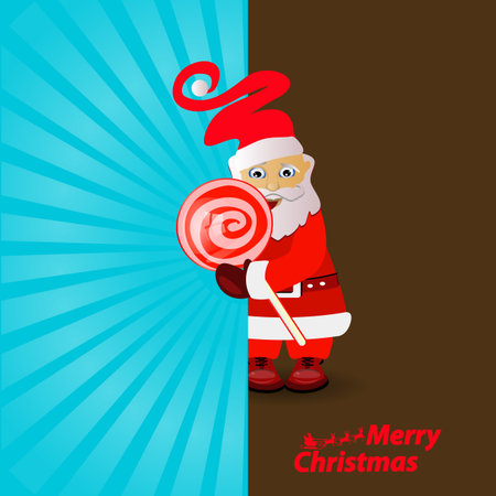 Holiday card with Santa Claus holding candy designのイラスト素材