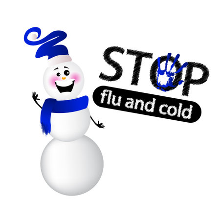 Flu stop and cold with snowmanのイラスト素材