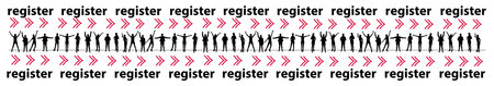 register now.state of loading. online earnings. easy and simple to withdraw. referral system. illustration for your design. people silhouettes and the word registrationのイラスト素材