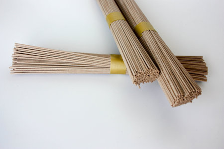 Buckwheat noodles useful. dark photo noodles for your designの写真素材