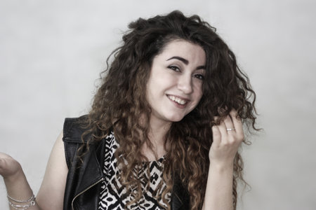 Recreation Concept Beautiful Girl Curly Haired Girl Photo For