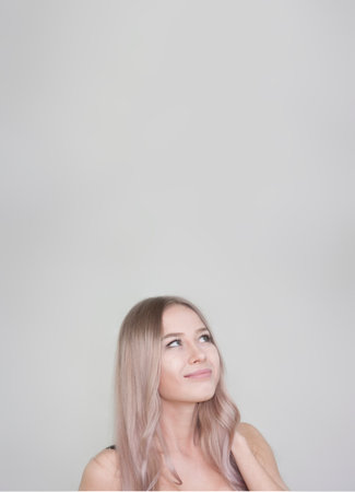 beautiful girl. dream concept. on a light background with a place under the text