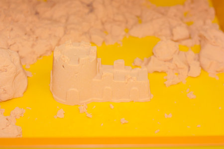 sand castle. entertainment for children. Forms and scapulasの写真素材