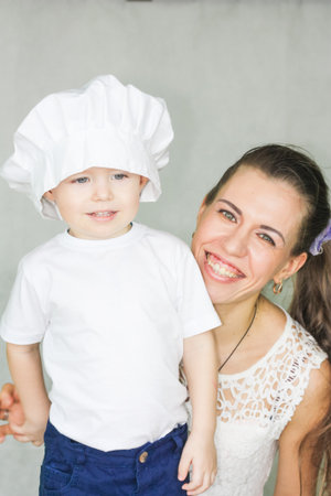 cook. children's choice of profession. Me and momの写真素材