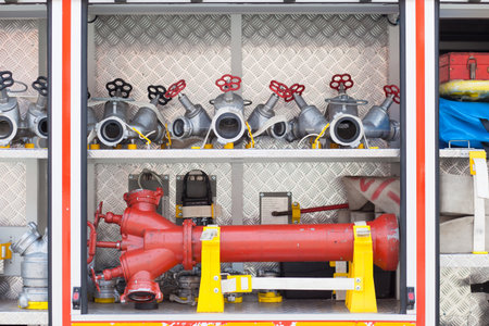 fire engine. Hoses and objects for the victory over fire and fire