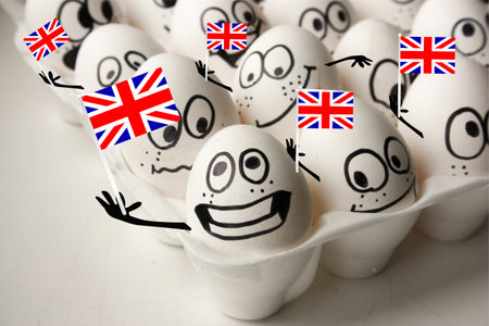 england football championship. concept of funny fans - eggs. funny fans
