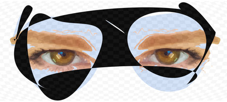 space spectacles on a white background. eyes look forward. travel conceptのイラスト素材