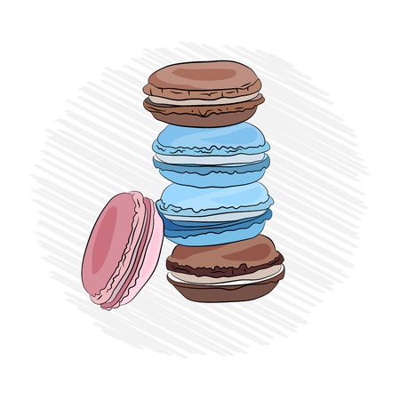 macaroni color cookies. Vector illustration on white background. sketching style.のイラスト素材