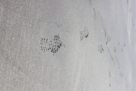 Footprint boot in the sand on the beach