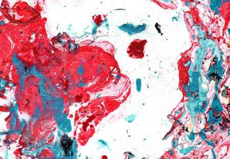 abstract background and texture of soft red, turquoise, black current and spots, splashes and...