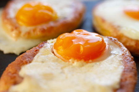 khachapuri with egg baked georgian cuisine closeup selective focus