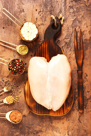 Fresh raw meat and spices. Barbecue set. View from above.の写真素材