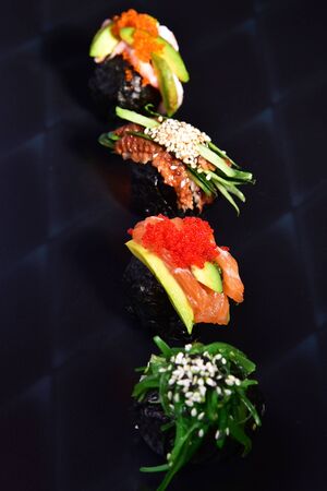 Sushi ball close-up on a dark backgroundの写真素材
