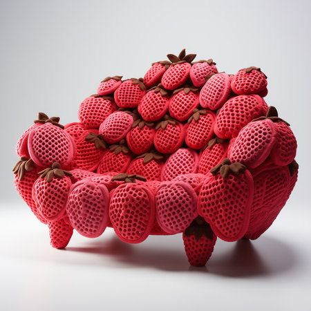 soft sofa with strawberry texture, on a white studio background 3dの素材