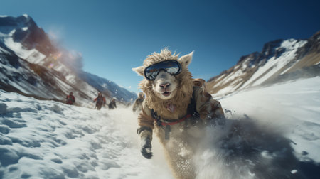 Skiing. Jumping skier. Extreme winter sports.の素材
