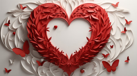 red heart on white background. 3d render illustration.の素材
