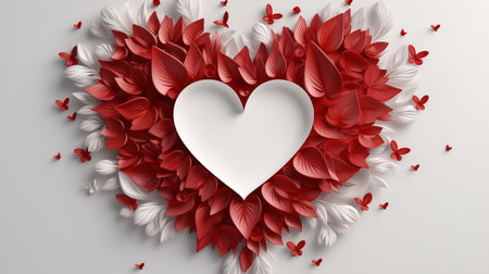 red heart on white background. 3d render illustration.の素材
