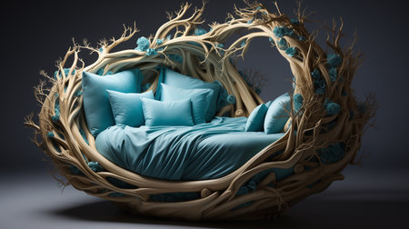Bedroom in Teal Blue, Cream and Beige Huesの素材