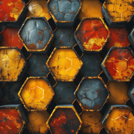 Retro geometric hexagon seamless pattern.の素材