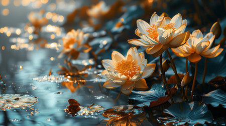 lotus flower in the pond. vector illustration.の素材