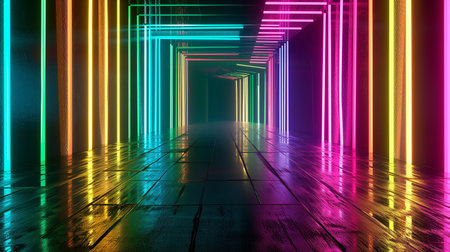 A stunning 3D render of an abstract multicolor spectrum.の素材