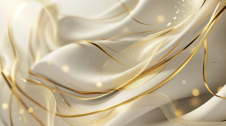 Abstract luxury cream background with gold light effects.の素材