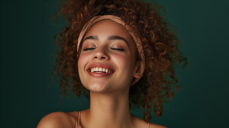 Photo of funny teen girl beaming smile hand fingers demonstrate okey approval symbol isolated on yellow color backgroundの素材