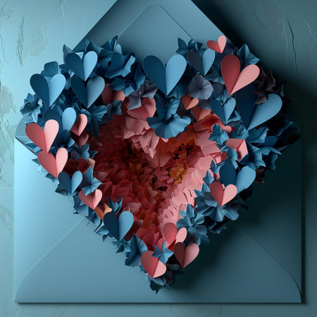 Blue and pink pair of hearts Valentines day vector backgroundの素材