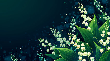 Spring and Summer Floral Frame for Holidays Decoration. Wedding Invitation, Greeting Card Lily Valley Flowers.の素材