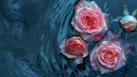 Rose in water spa background.の素材