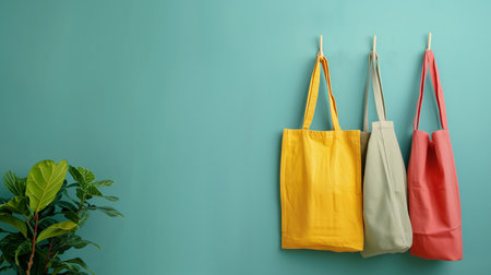 Woman holding jute bag or sack bag on white background. Reusable shopping bag. Natural material. Zero waste. Plastic free. Eco friendly concept.の素材