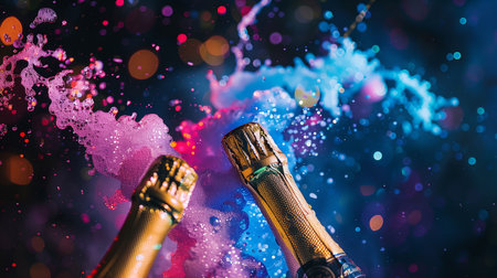 Close-up of champagne explosion, Celebration theme.の素材