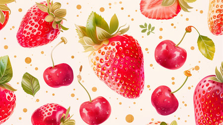 Decorative abstract horizontal banner with colorful fruts abstract elements.の素材