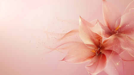 Luxurious golden wallpaper. Banner with flowers. Watercolor pink, blue, lilac spots on a white background. Shiny flowers and twigs.の素材