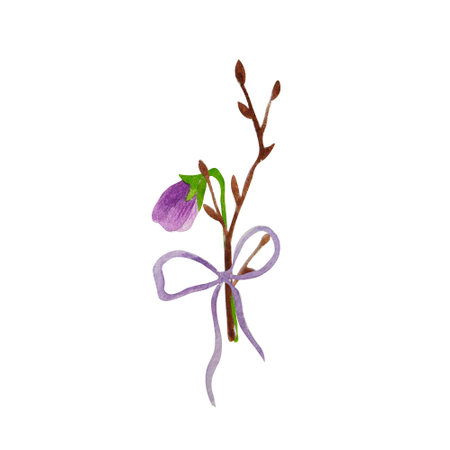 watercolor spring flower illustration of gentle bouquetの写真素材
