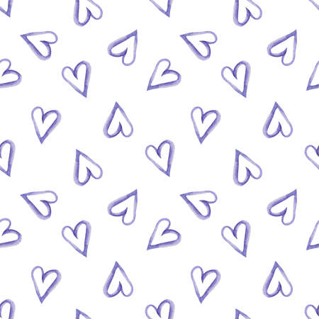 watercolor seamless pattern with lavender hearts
