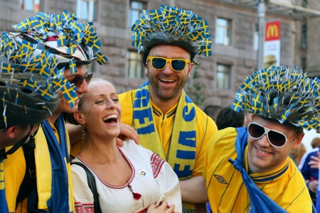 Swedish football fans on euro 2012 in Kiev. Ukraine.Photo taken on: June 19th, 2012のeditorial素材