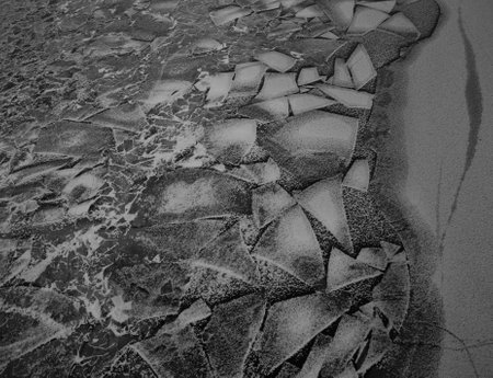 Beautiful pattern of ice on the riverの写真素材