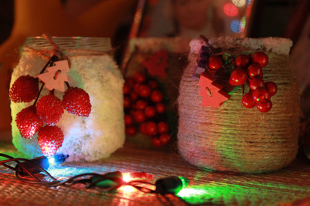 Homemade Christmas ornamentsの写真素材