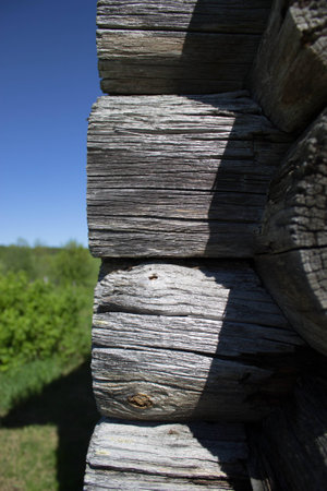The structure of the logs of the old village housesの写真素材