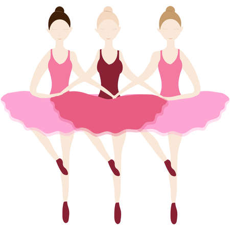 Vector of ballerina in pink tutu on white backgroundのイラスト素材