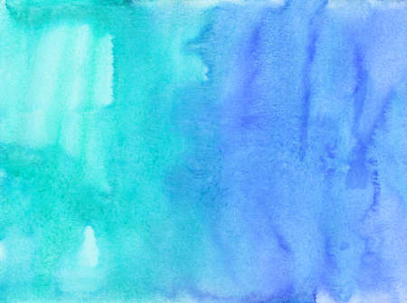 Watercolor light blue and turquoise gradient background painting. Watercolor soft watery backdrop.の写真素材