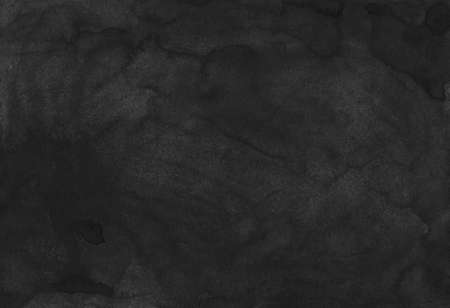 Watercolor black background texture. Dark old monochrome backdrop overlay. Abstract vintage watercolor painting. Stains on paper.の写真素材