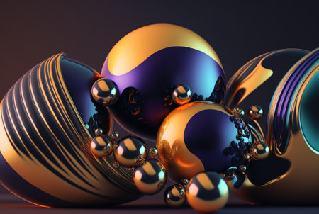 3D render abstract geometric background, holographic creative shapesの素材