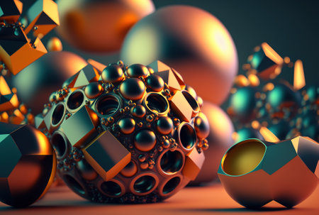 3D render abstract geometric background, sphere holographic creative shapesの素材