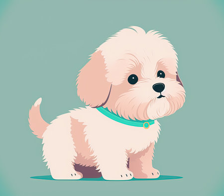 Cute dog 2D illustration, cartoon puppy iconの素材