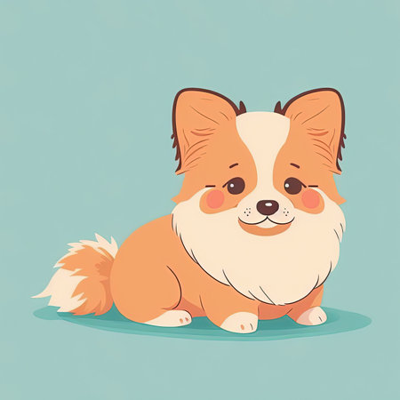Cute dog illustration, cartoon puppy icon, flat styleの素材